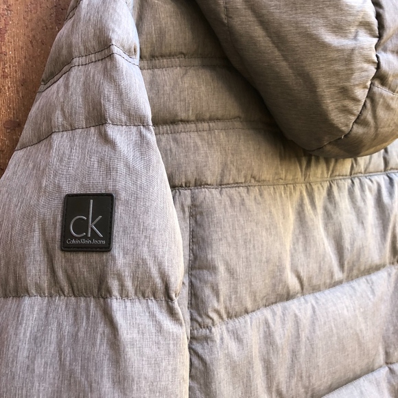 NWT Calvin Klein Jeans Women Gray DOWN Packable Full Zip Hoodie Puffer Jacket M - Picture 5 of 9